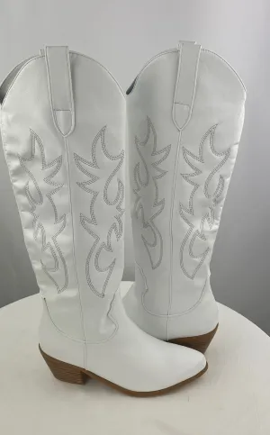 Billini Women's White Faux Leather Knee High Cowgirl Boots Size 7 NIB