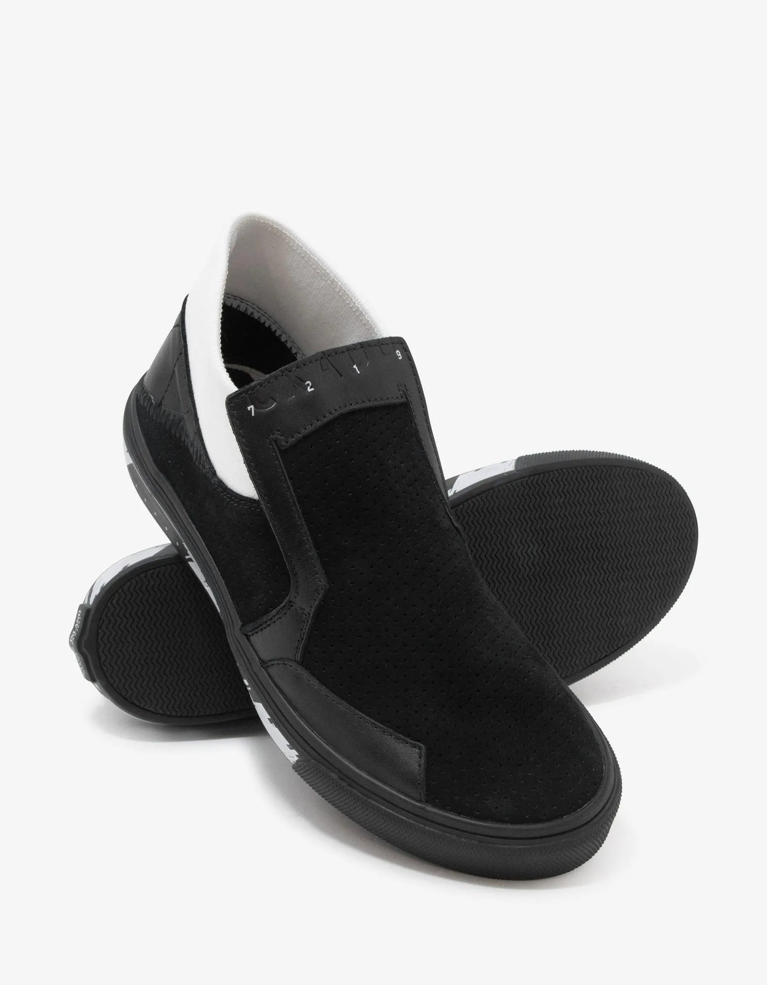 Black Leather Slip-On Trainers