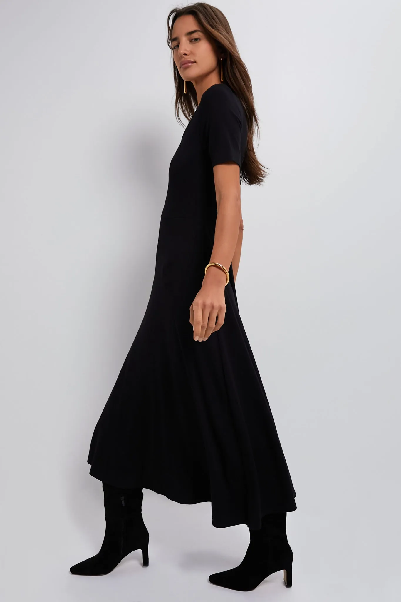 Black Short Sleeve Sara Maxi Dress