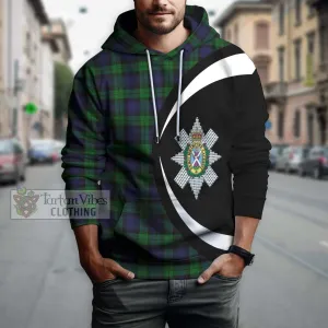 Black Watch Tartan Hoodie with Family Crest Circle Style