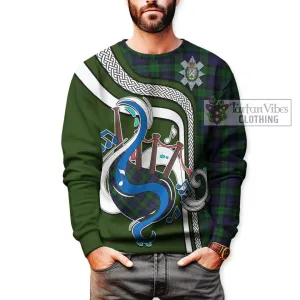 Black Watch Tartan Sweatshirt with Epic Bagpipe Style