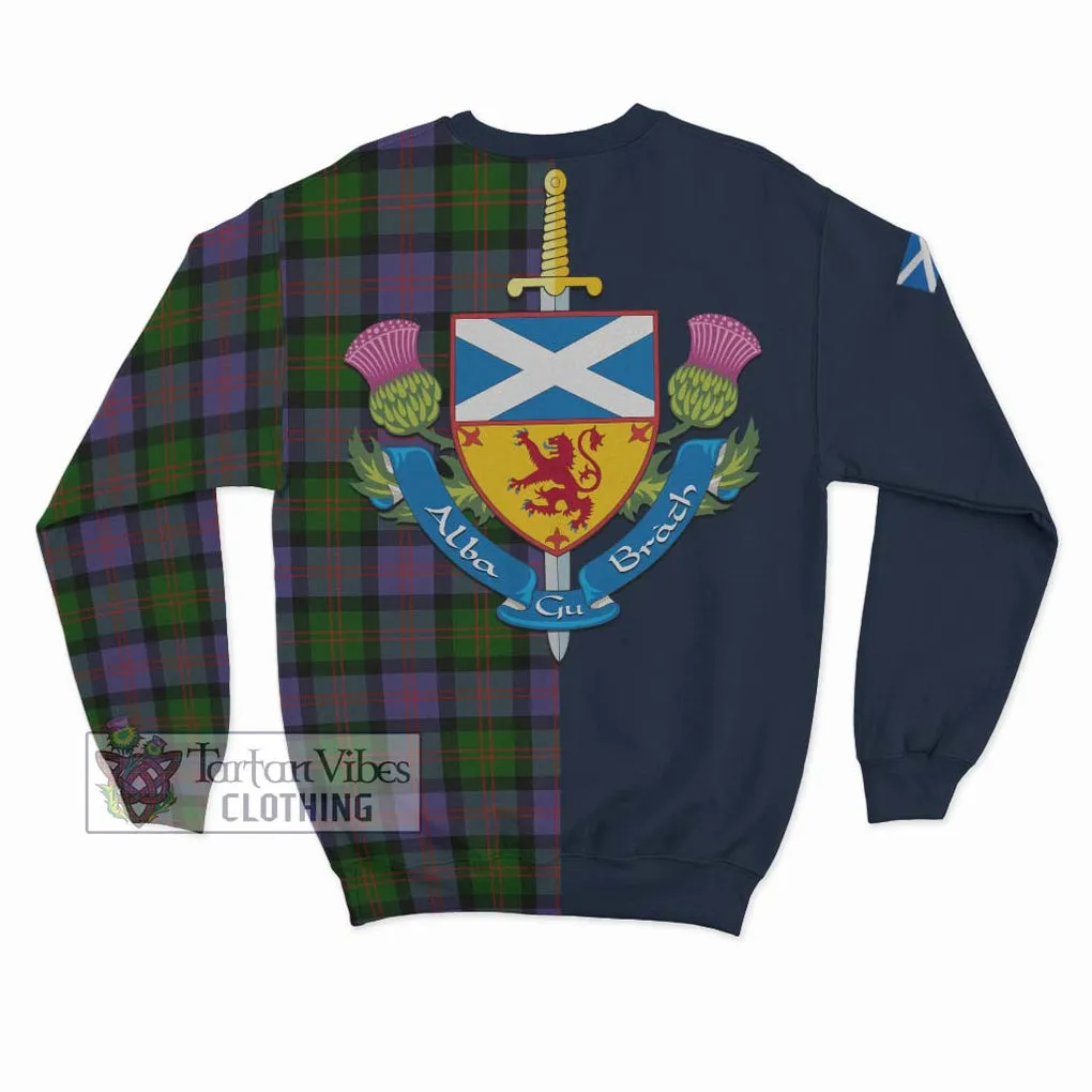 Blair Modern Tartan Sweatshirt Alba with Scottish Lion Royal Arm Half Style