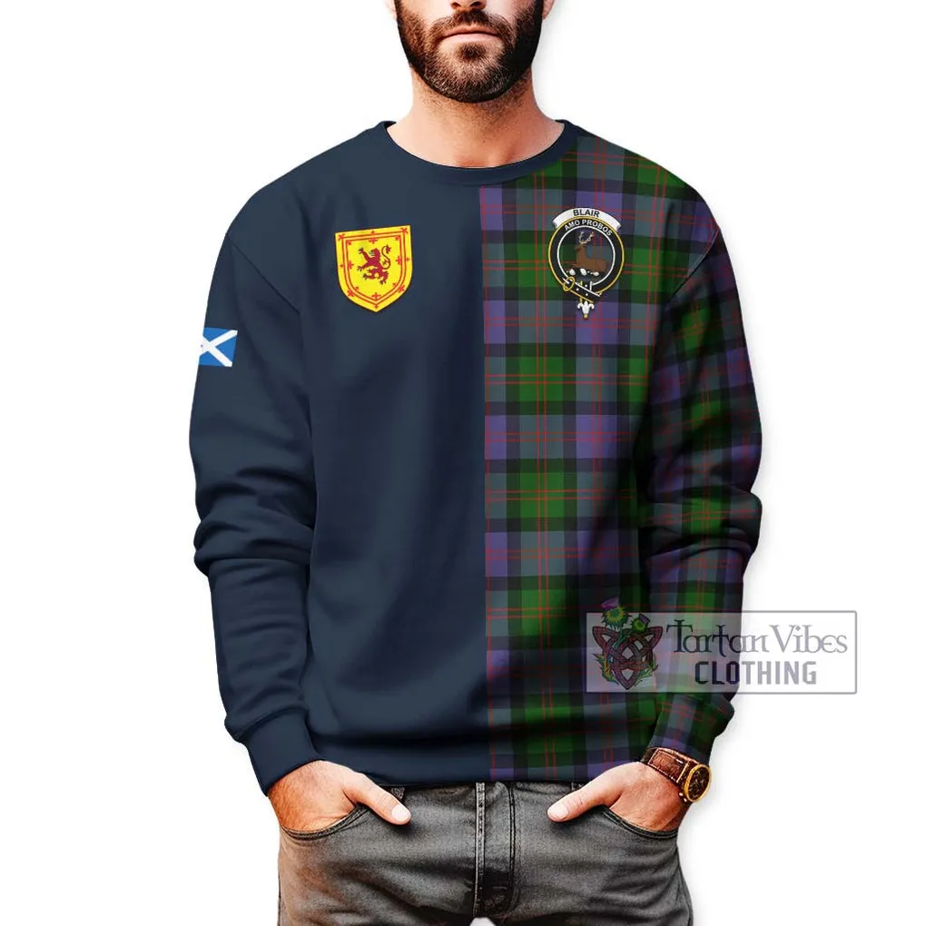 Blair Modern Tartan Sweatshirt Alba with Scottish Lion Royal Arm Half Style