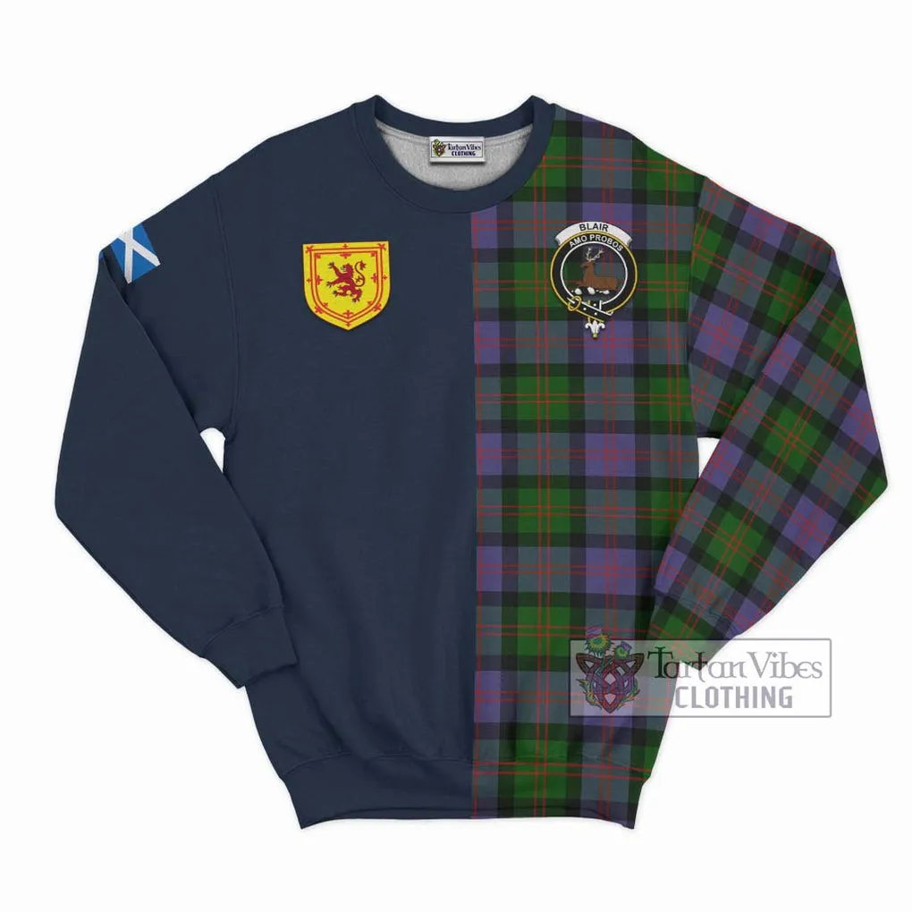 Blair Modern Tartan Sweatshirt Alba with Scottish Lion Royal Arm Half Style