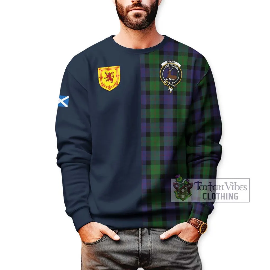 Blair Tartan Sweatshirt Alba with Scottish Lion Royal Arm Half Style