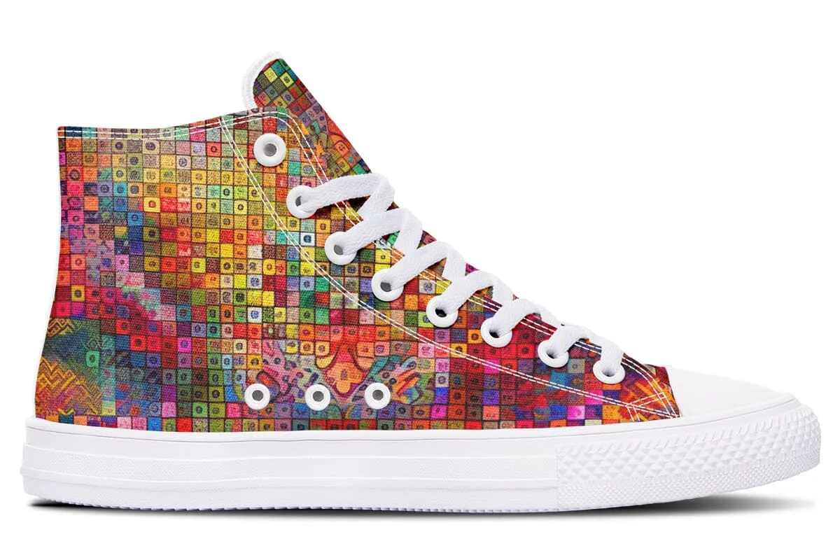 Blottered Grid High Top Shoes