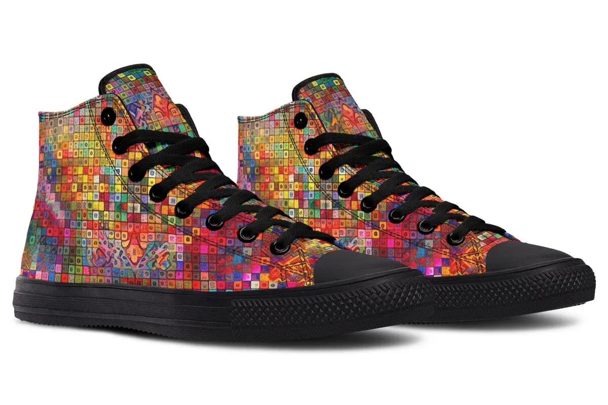 Blottered Grid High Top Shoes