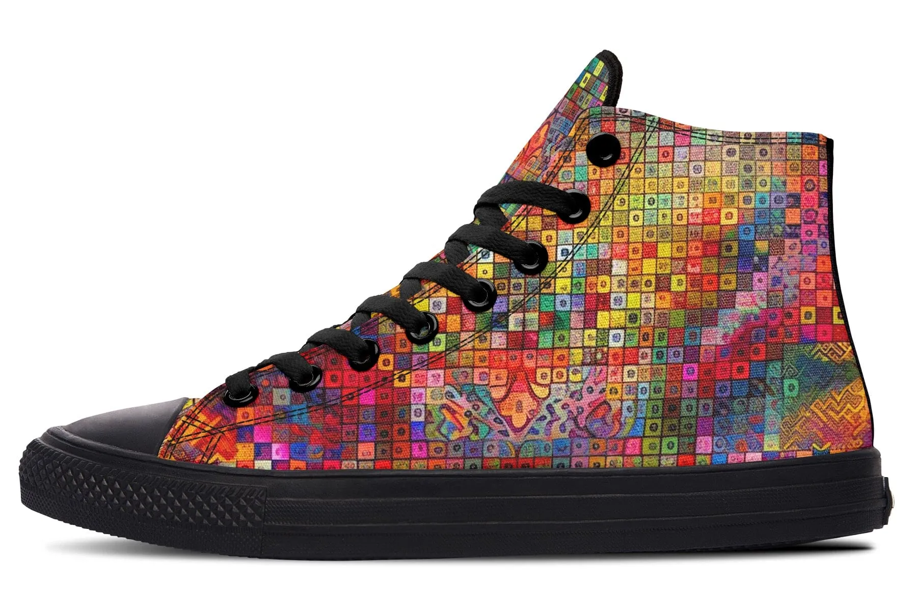 Blottered Grid High Top Shoes