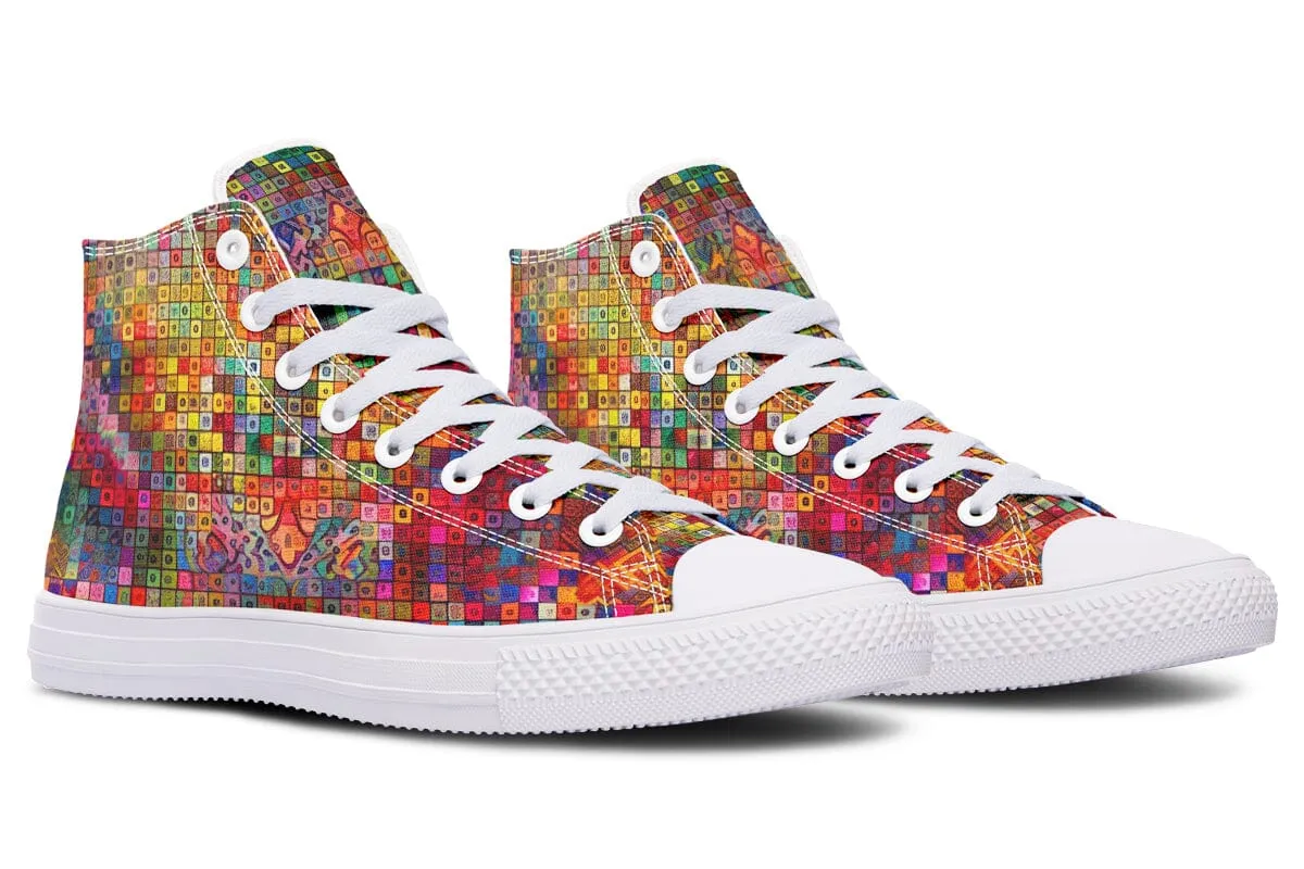 Blottered Grid High Top Shoes