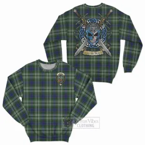 Blyth Tartan Sweatshirt with Family Crest Celtic Skull Style