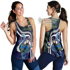 Blyth Tartan Women's Racerback Tanks with Epic Bagpipe Style