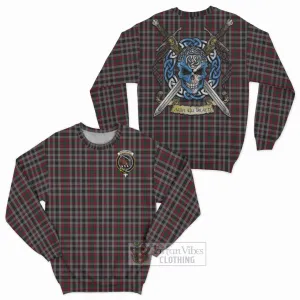 Borthwick Tartan Sweatshirt with Family Crest Celtic Skull Style