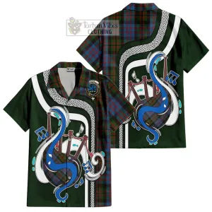 Bowie Tartan Short Sleeve Button Shirt with Epic Bagpipe Style