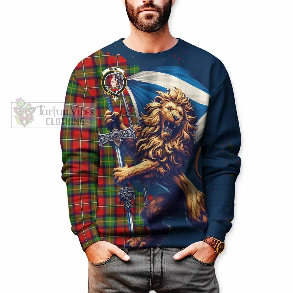 Boyd Tartan Family Crest Sweatshirt with Scottish Majestic Lion