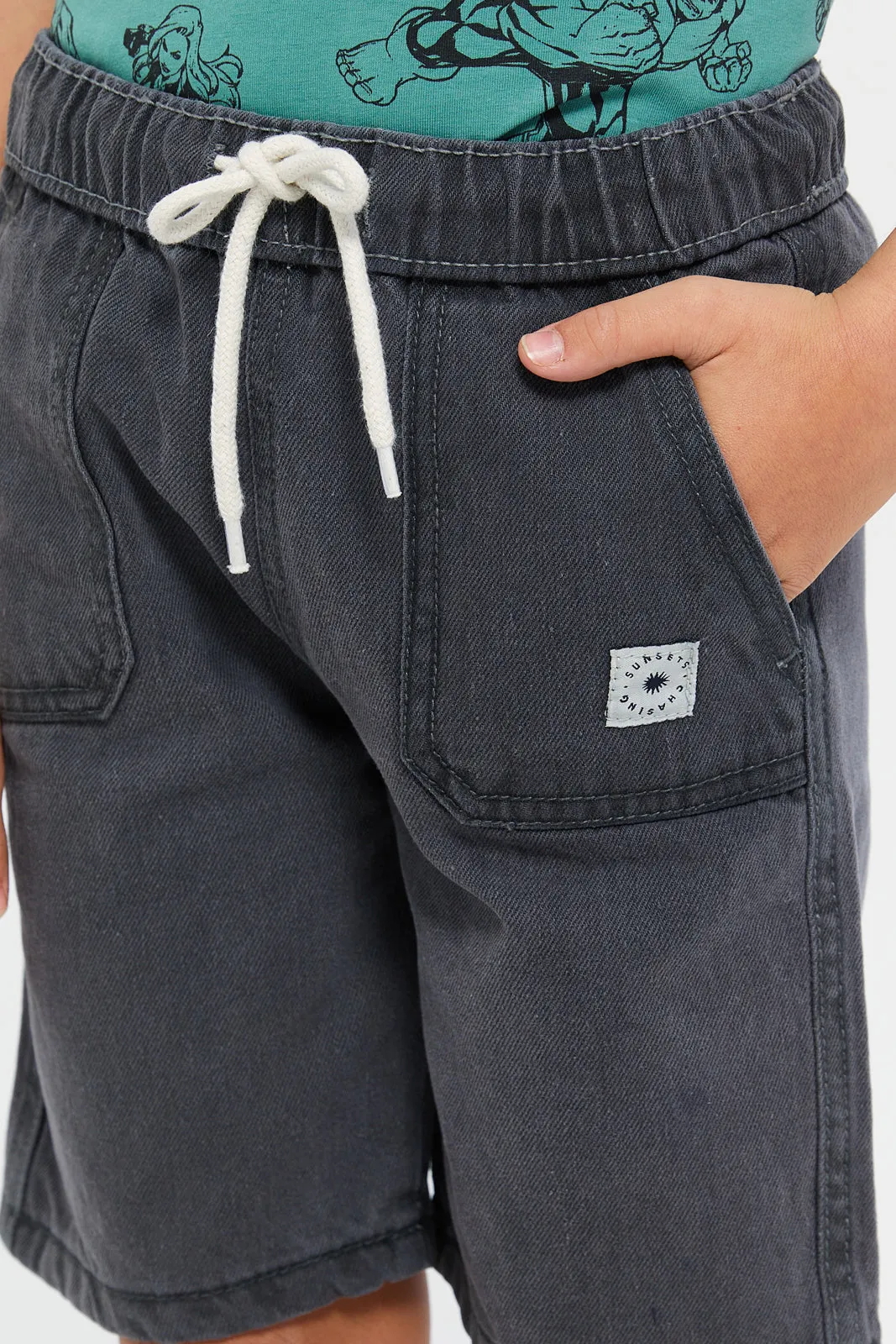 Boys Charcoal Pull On Shorts