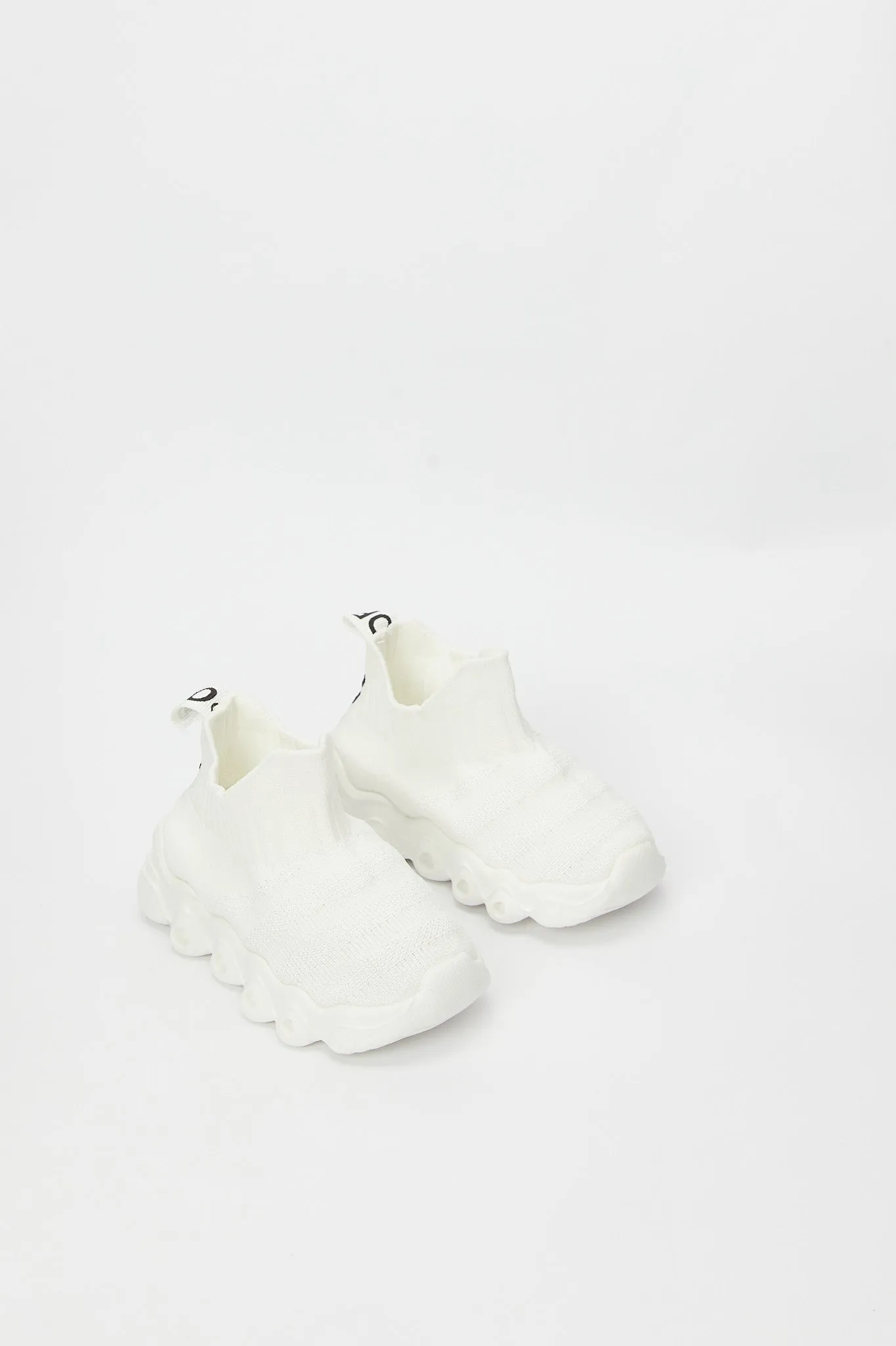 Boys White  Slip-On Shoes With LED Light