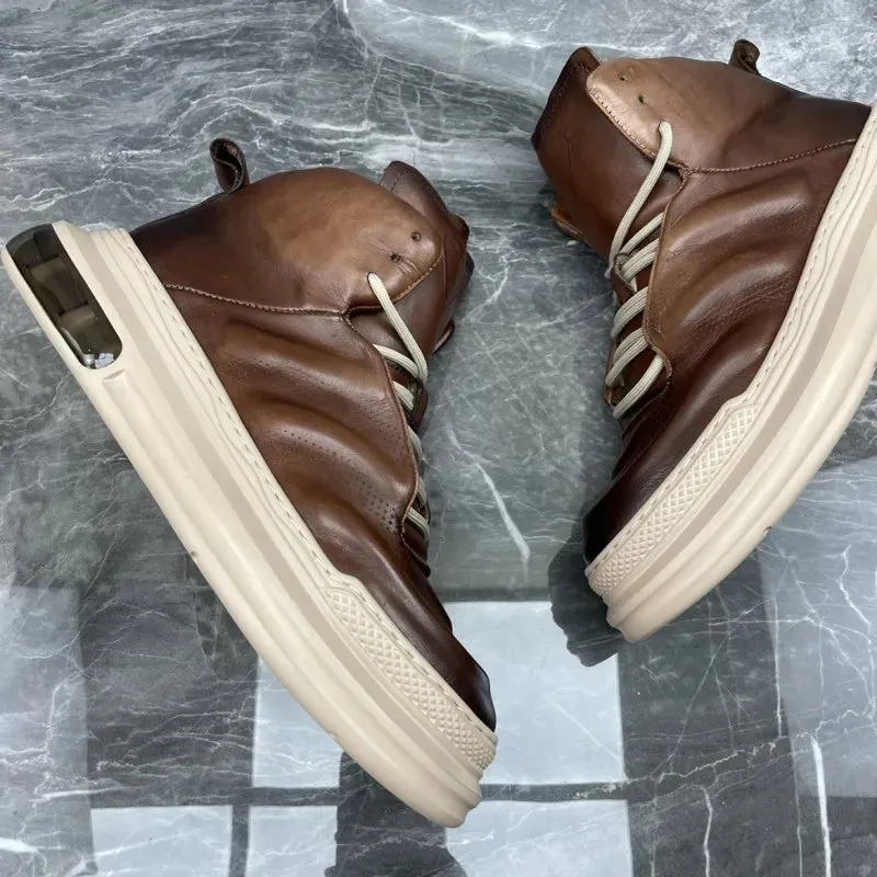 British Style Vintage Genuine Leather Sneakers