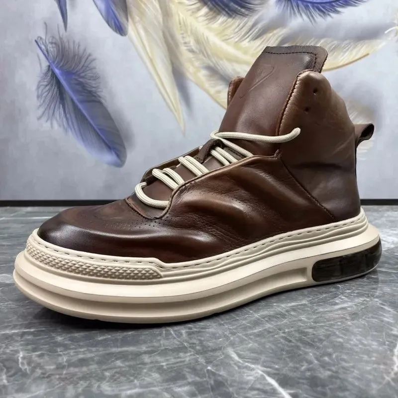 British Style Vintage Genuine Leather Sneakers