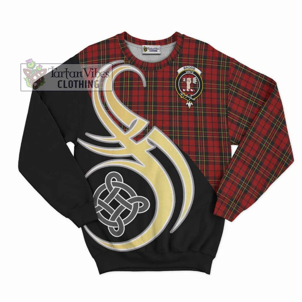 Brodie Tartan Sweatshirt with Family Crest and Celtic Symbol Style