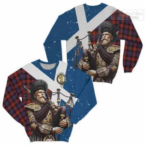 Brown (Broun) Tartan Sweatshirt with Family Crest Scottish Bagpiper Vibes