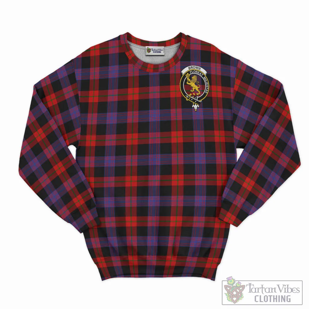 Brown (Broun) Tartan Sweatshirt with Family Crest