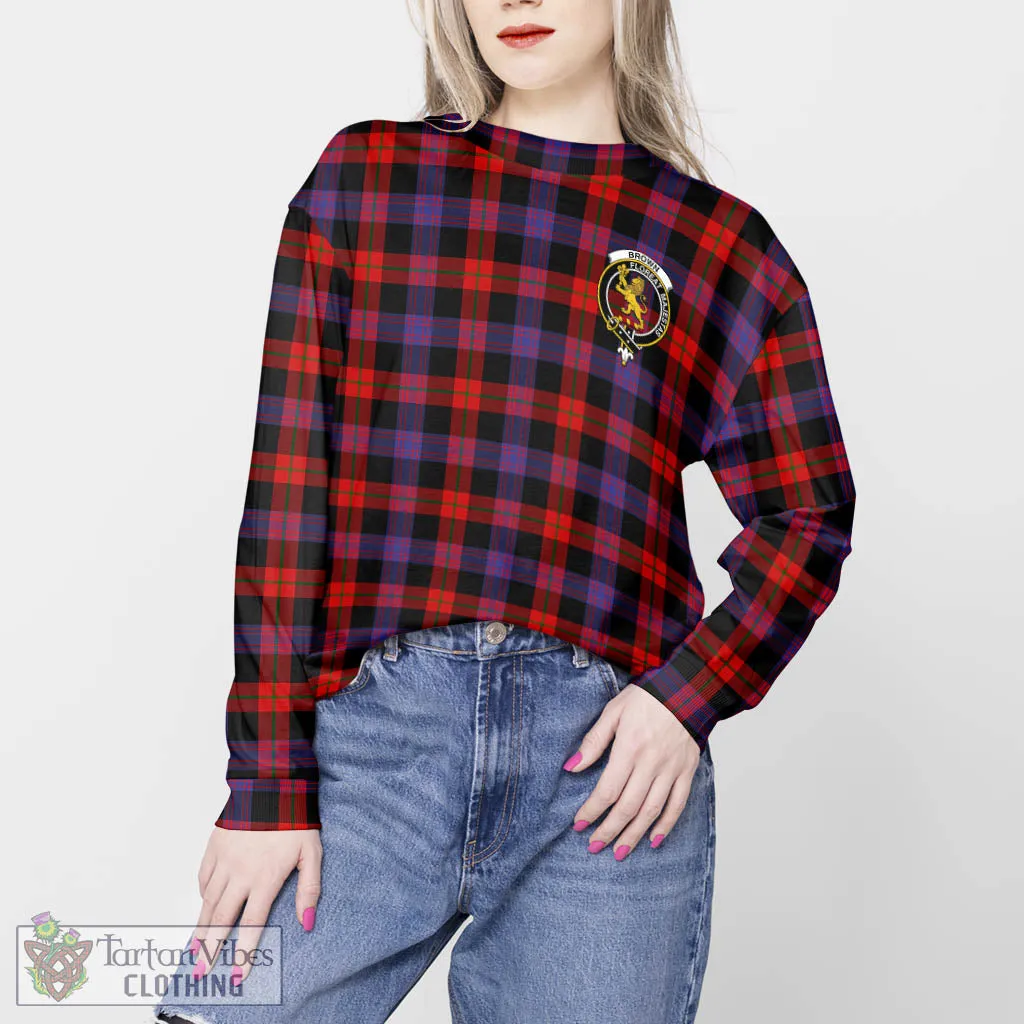 Brown (Broun) Tartan Sweatshirt with Family Crest