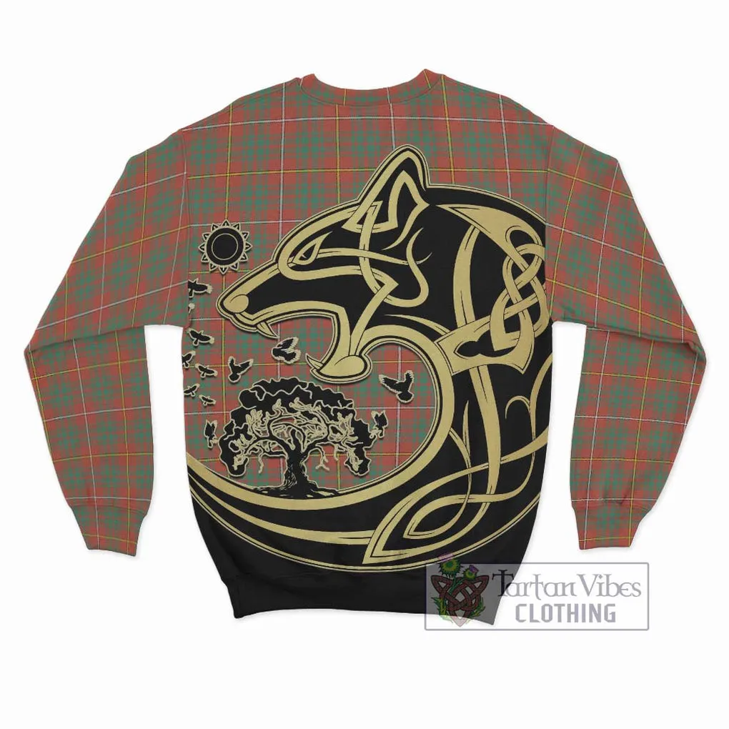 Bruce Ancient Tartan Sweatshirt with Family Crest Celtic Wolf Style