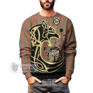 Bruce Ancient Tartan Sweatshirt with Family Crest Celtic Wolf Style