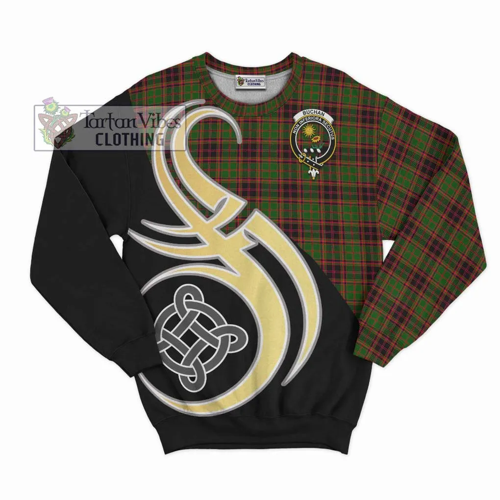 Buchan Tartan Sweatshirt with Family Crest and Celtic Symbol Style