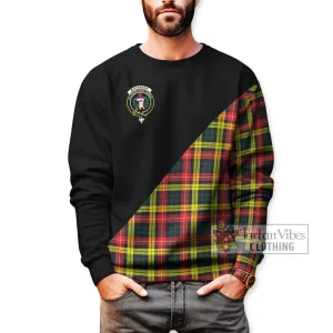 Buchanan Modern Tartan Sweatshirt with Family Crest and Military Logo Style