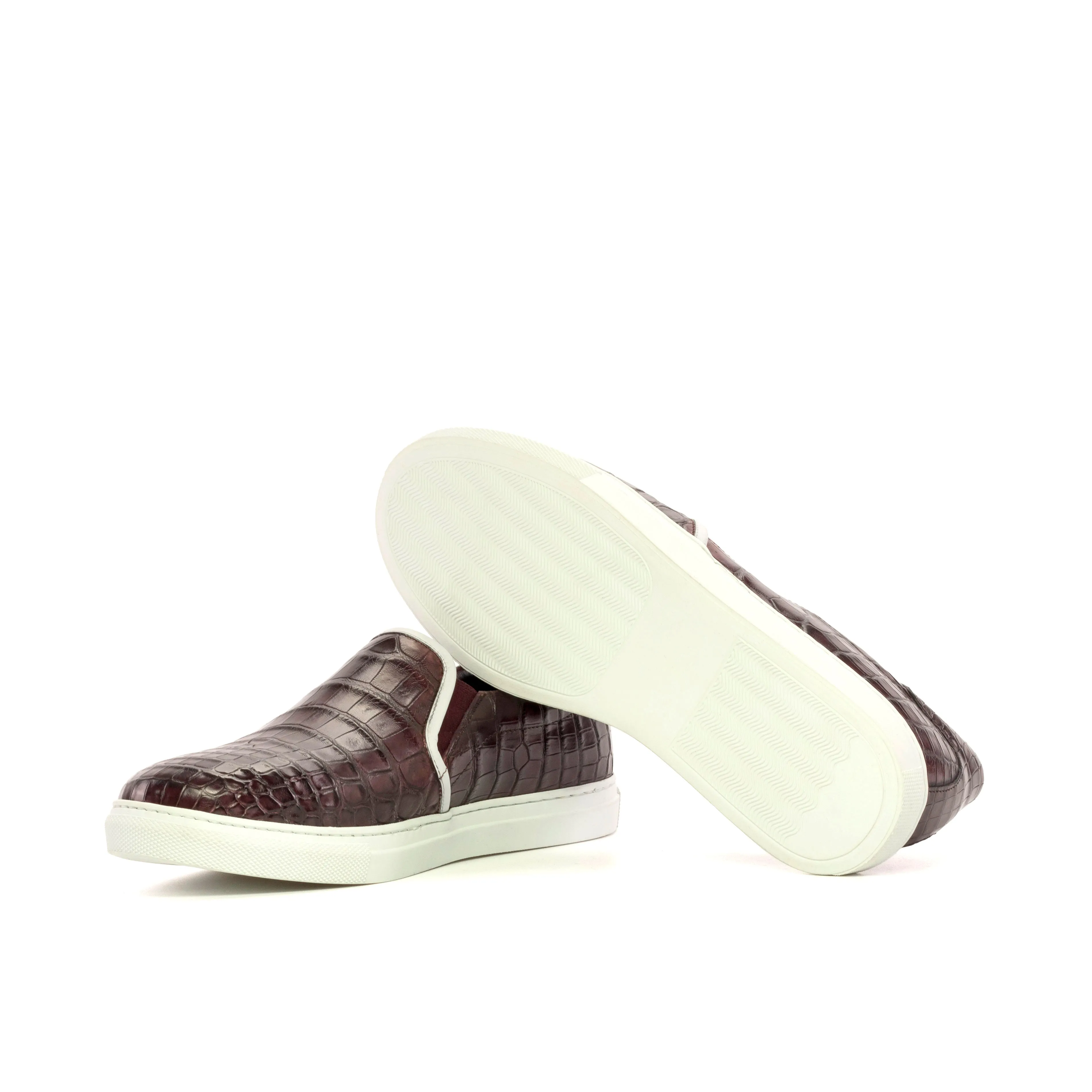 Burgundy Alligator Slip-On Sneakers