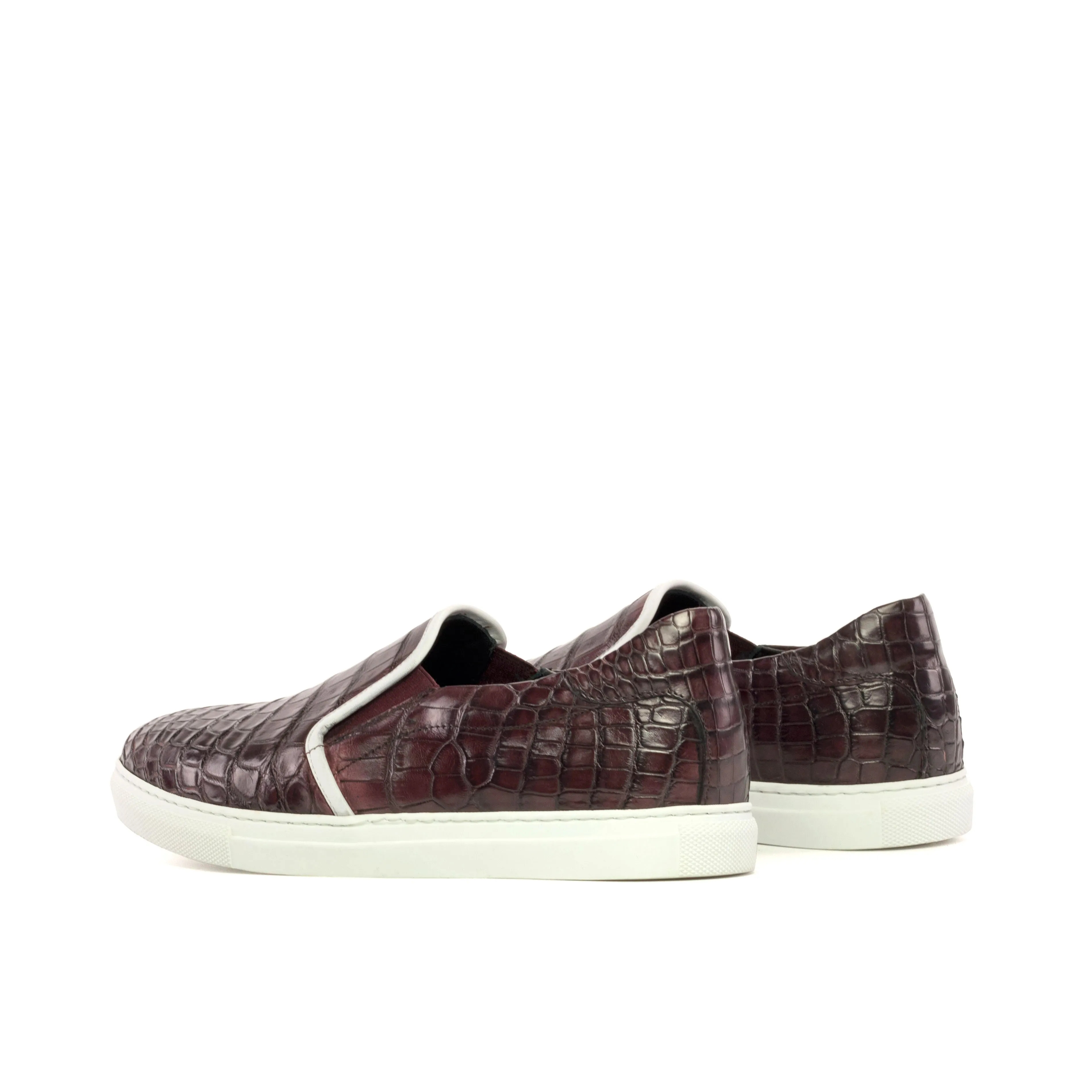 Burgundy Alligator Slip-On Sneakers