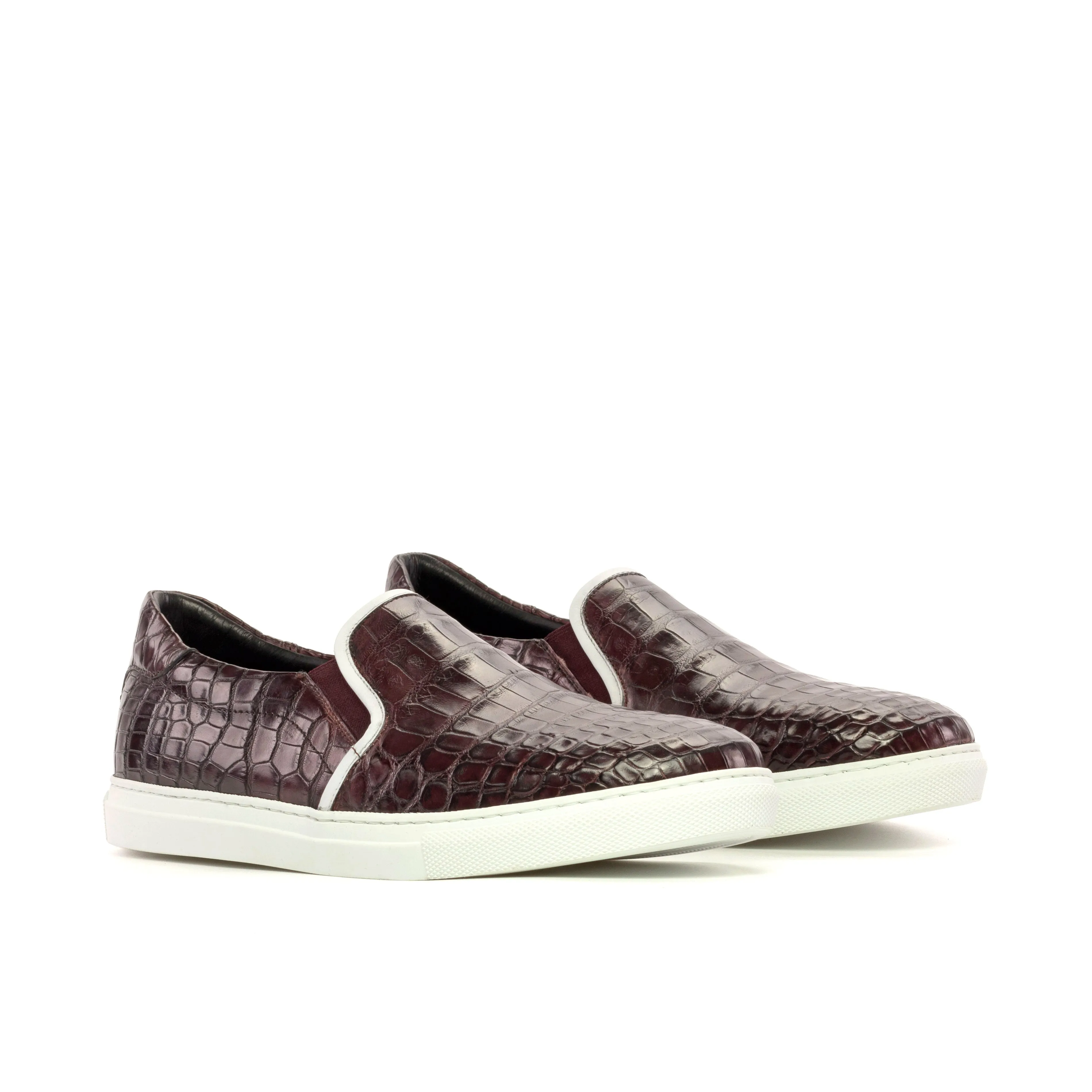 Burgundy Alligator Slip-On Sneakers