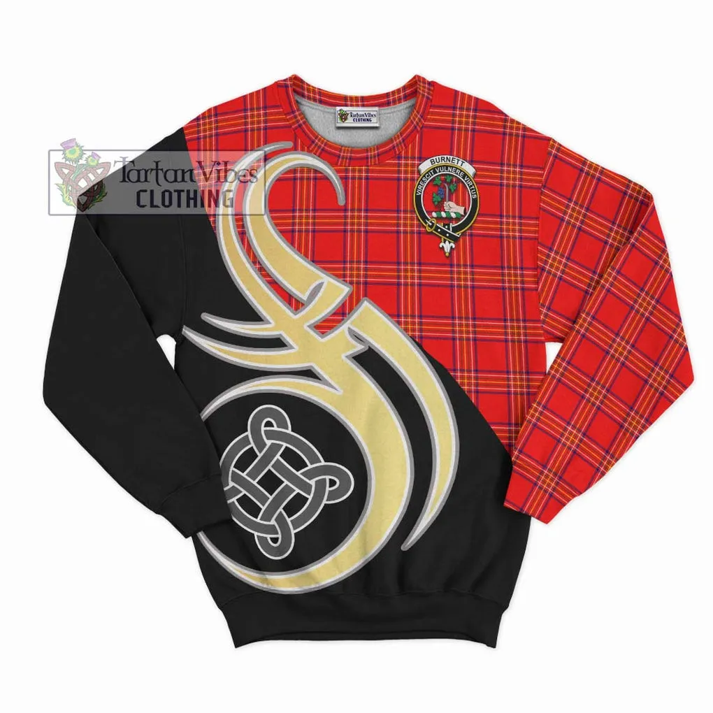 Burnett Modern Tartan Sweatshirt with Family Crest and Celtic Symbol Style