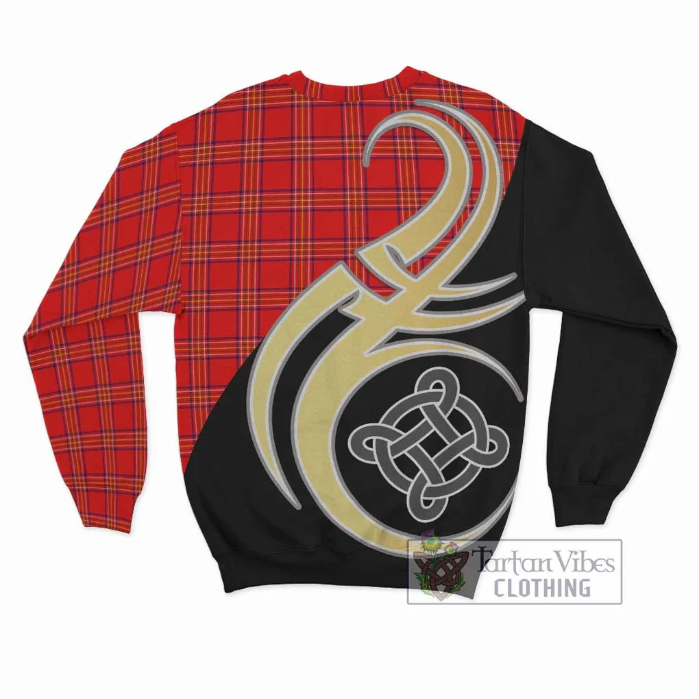 Burnett Modern Tartan Sweatshirt with Family Crest and Celtic Symbol Style