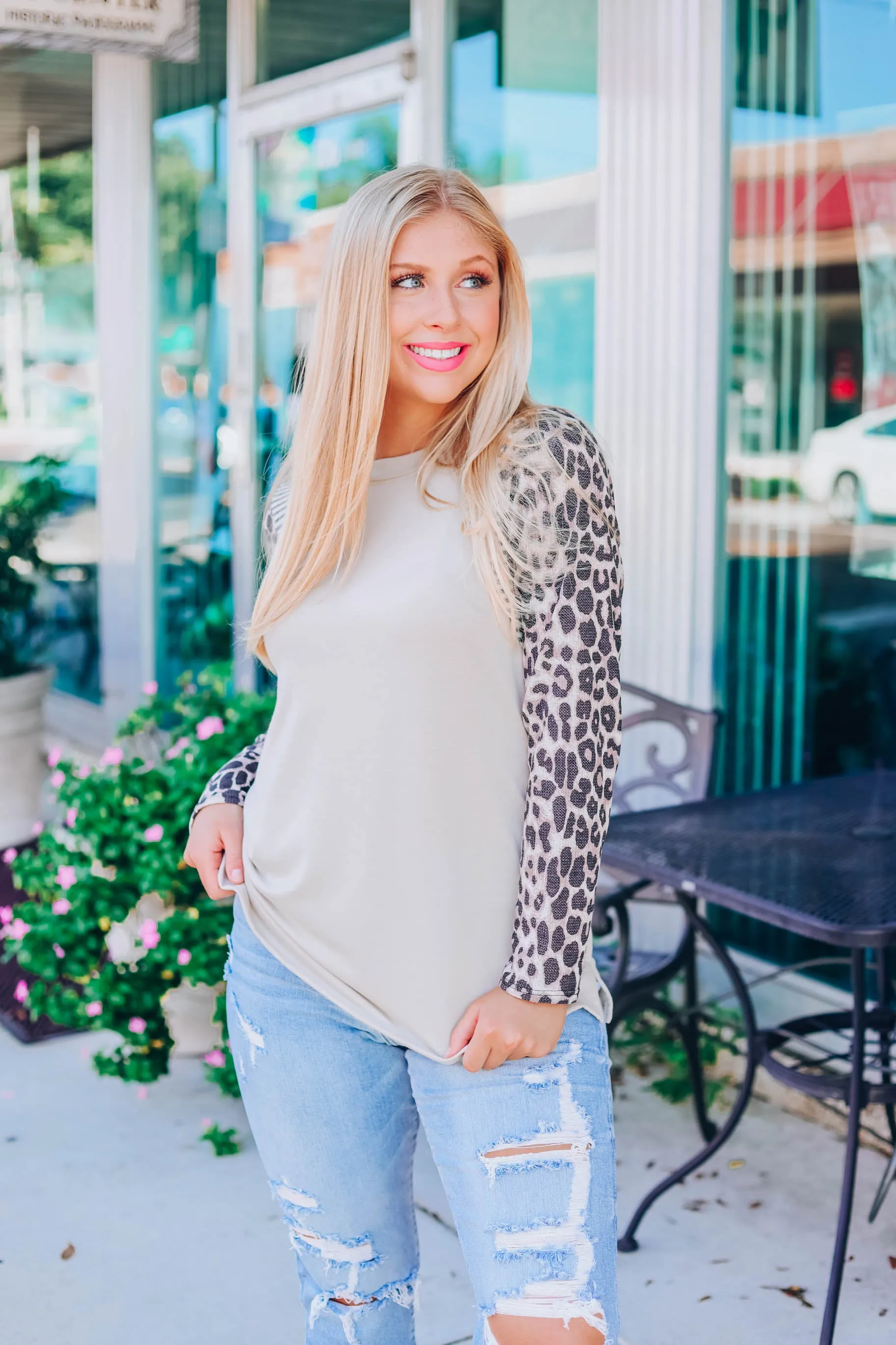 Candid Style Color Block Top - Beige