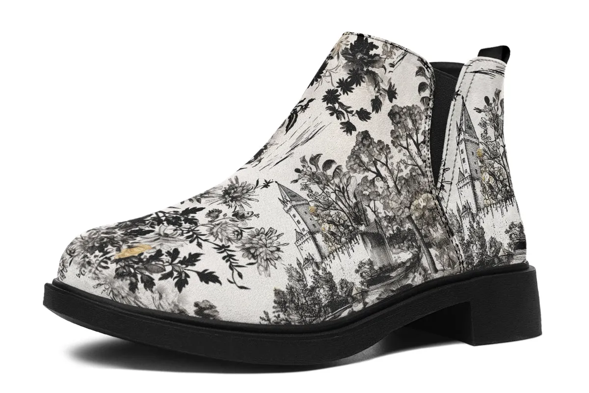 Castle in Bloom Chelsea Boots - Comfy Slip-On - Soft & Water-Resistant Micro-Suede Vegan Shoes