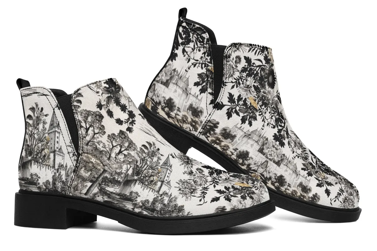 Castle in Bloom Chelsea Boots - Comfy Slip-On - Soft & Water-Resistant Micro-Suede Vegan Shoes