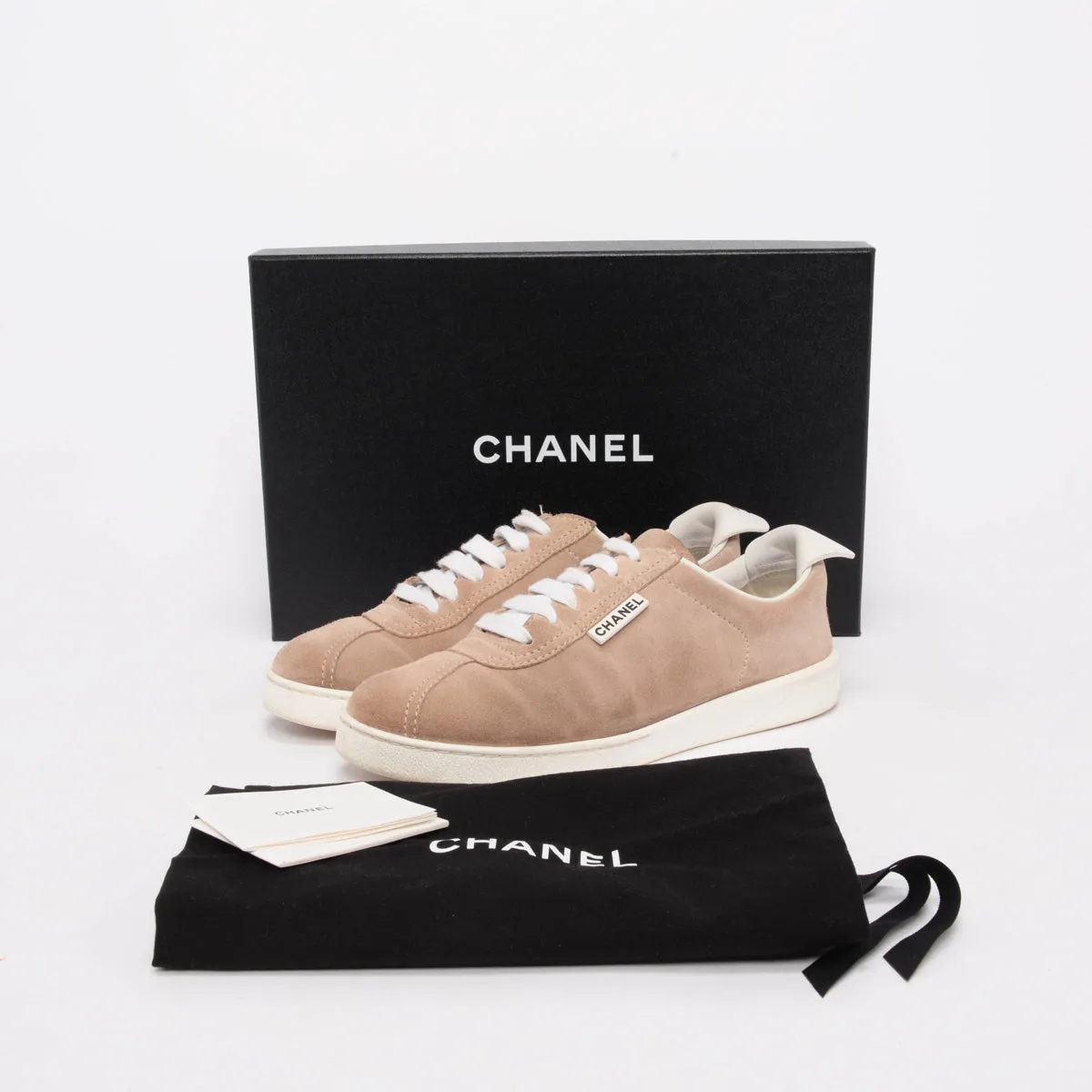 Chanel Beige Suede Weekender Sneakers 37.5