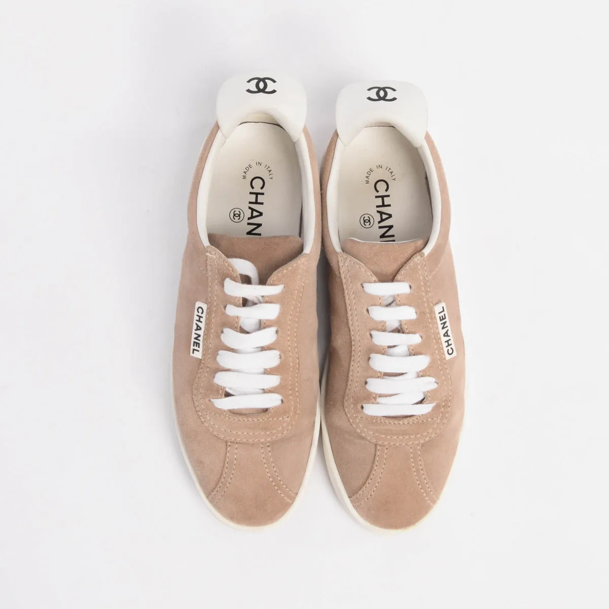 Chanel Beige Suede Weekender Sneakers 37.5