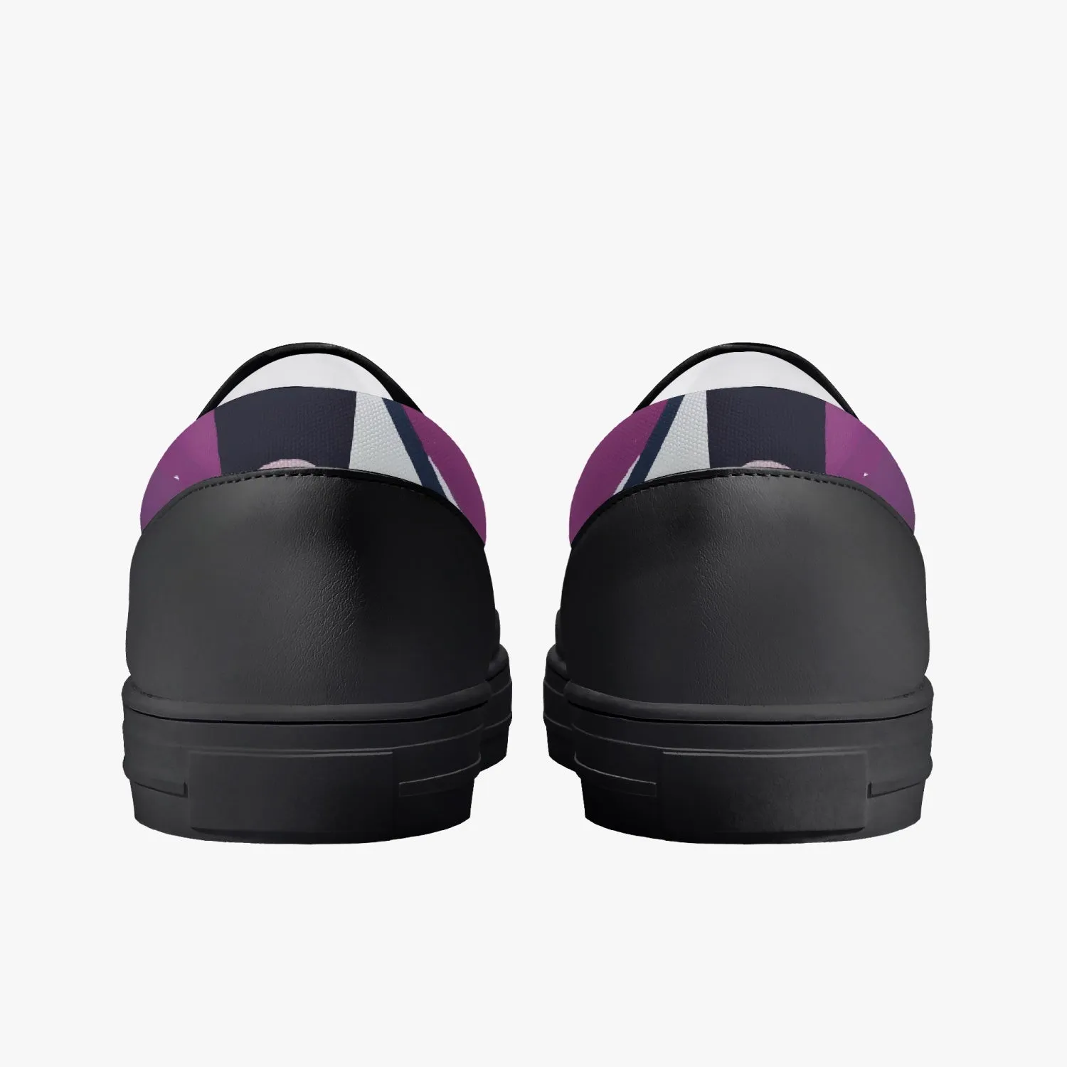 Chaussures à enfiler pour enfants, noires "Abstrait violet, blanc et noir" (215)