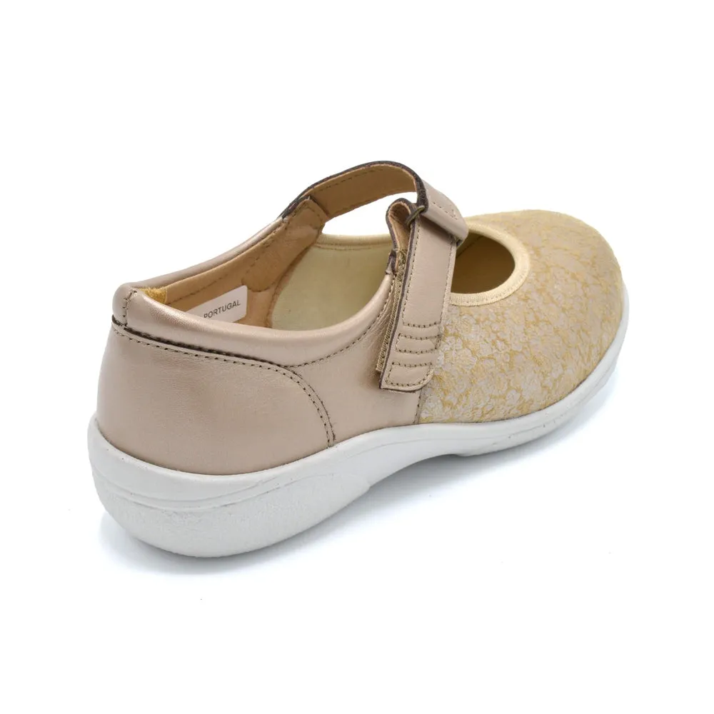 DB Roberta - Ladies Extra Wide Shoe - 2V and 6V Width Fittings - Soft Gold