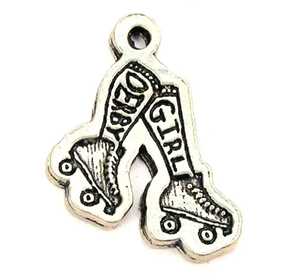 Derby Girl Skate Legs Genuine American Pewter Charm