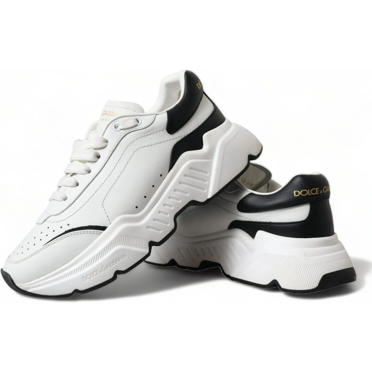 Dolce & Gabbana Chic Black & White Daymaster Leather Sneakers