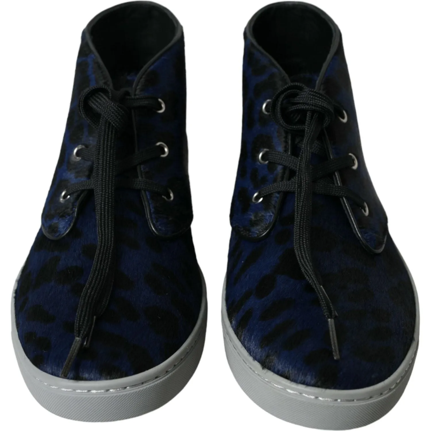 Dolce & Gabbana Chic Blue Leopard Print Mid-Top Sneakers