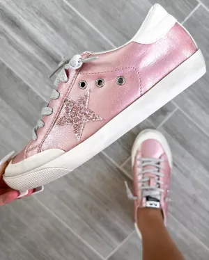 DOORBUSTER Pink Metallic Glitter Star Sneakers