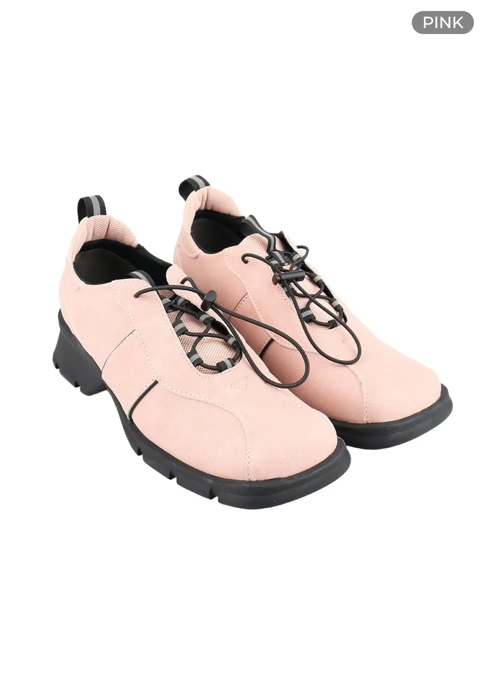 Faux Leather Lace-Up Sneakers CY414