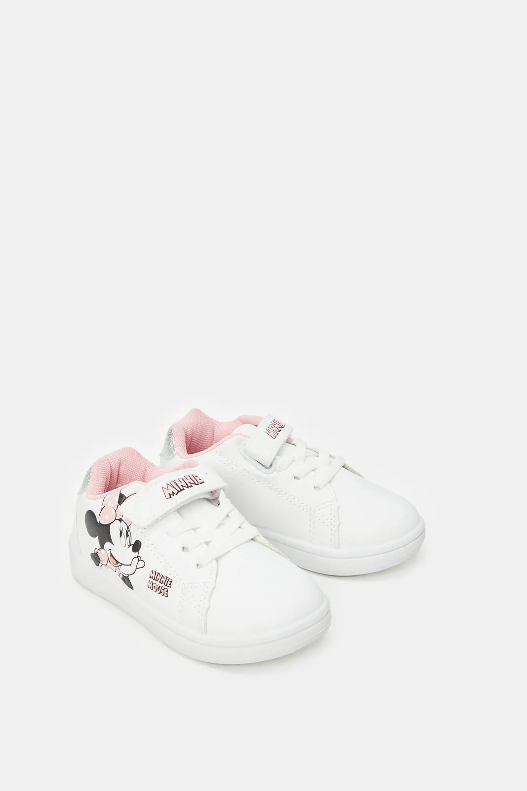 Girls White Minnie Mouse Printed Sneakers