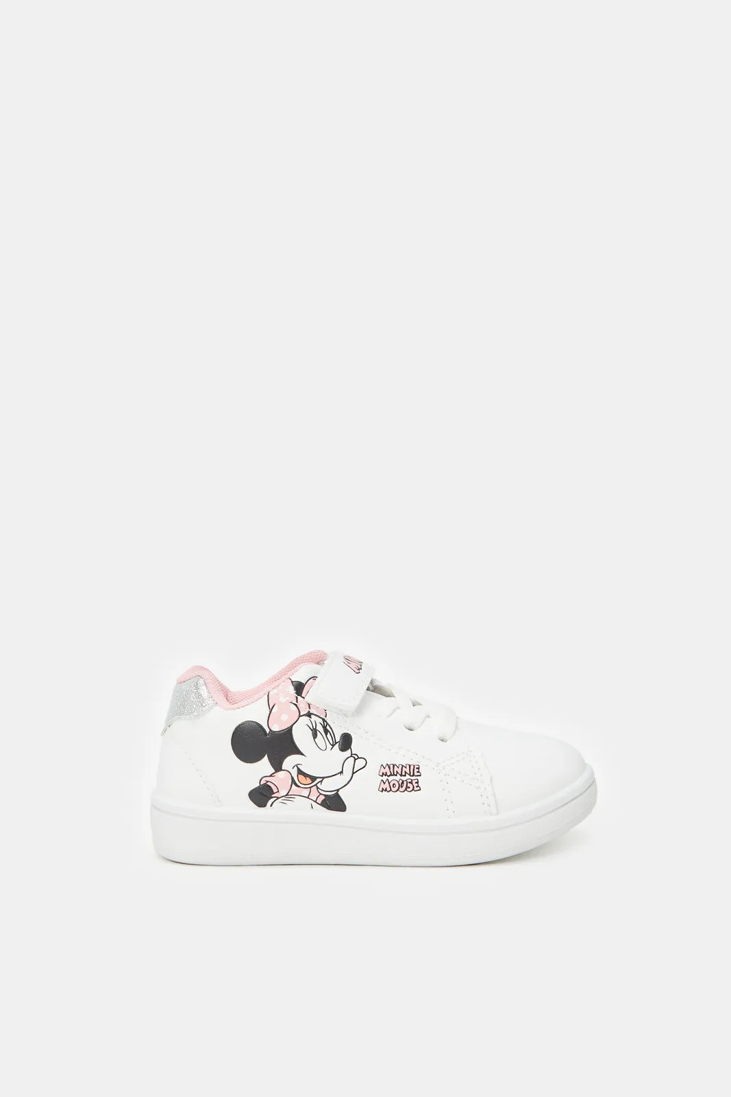 Girls White Minnie Mouse Printed Sneakers