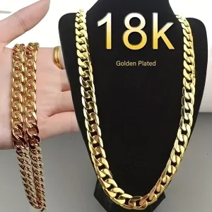 Golden Cuban Chain Necklace 18K Gold Plated Hip Hopinspired Jewelry